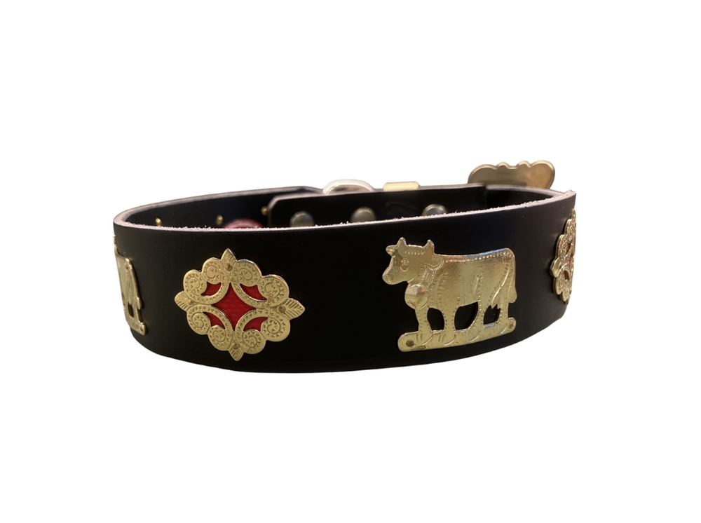 Collare nero per cani con motivi appenzellesi