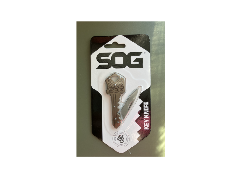 Confezione Coltello SOG Key Knife pieghevole a forma di chiave in acciaio ino