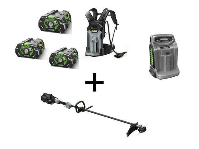 Decespugliatore a Batteria EGO STX 3800 SET con 3 Batterie, Zaino Porta Batteria BHX 1000 e Caricatore Rapido CH 5500 - Caola