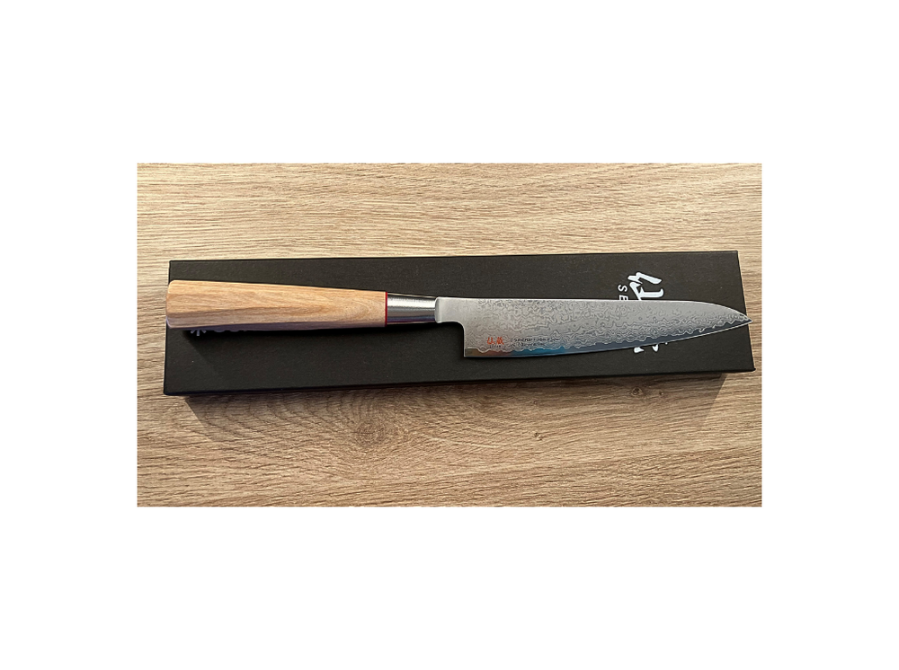 Senzo Petty Twisted Octagon – Coltello Giapponese Multiuso 15cm in Acciaio Damascato VG10 con confezione