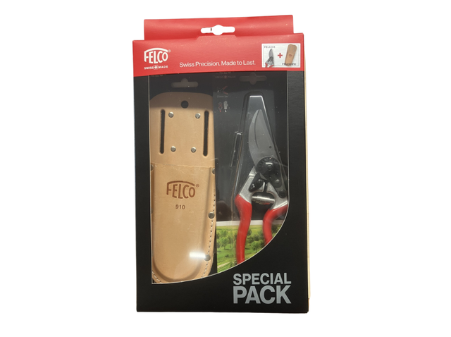 Set FELCO 8 con astuccio in cuoio 910, cesoia professionale svizzera con custodia da cintura.