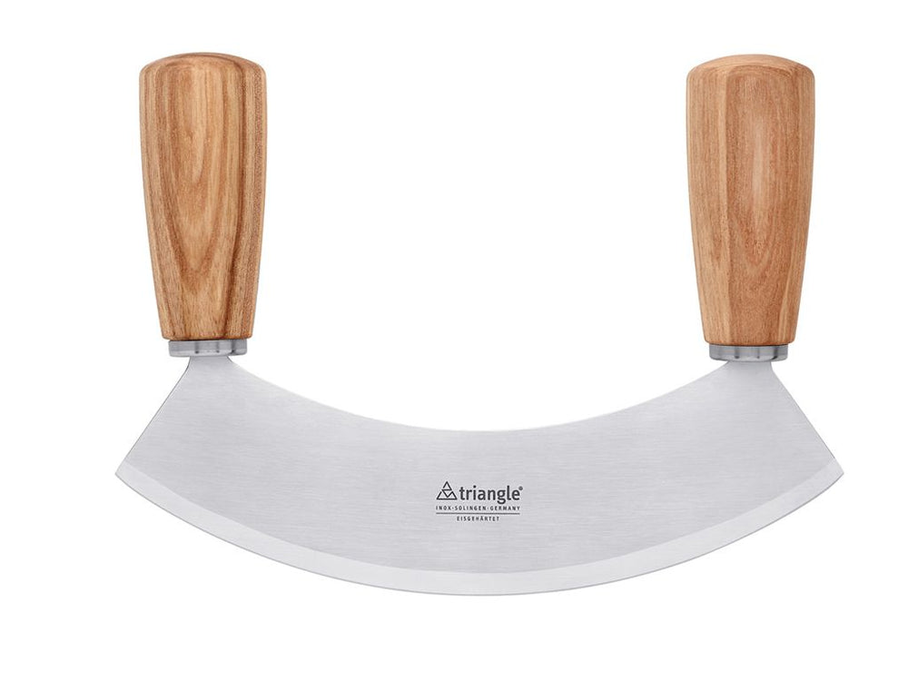 Mezzaluna Triangle 23 cm con manici in legno - Caola