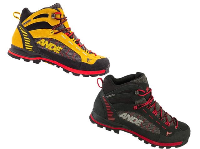 Scarponi da trekking DOSDE’ MID 2.0 in pelle scamosciata con suola Vibram e membrana impermeabile giallo o rossi-neri