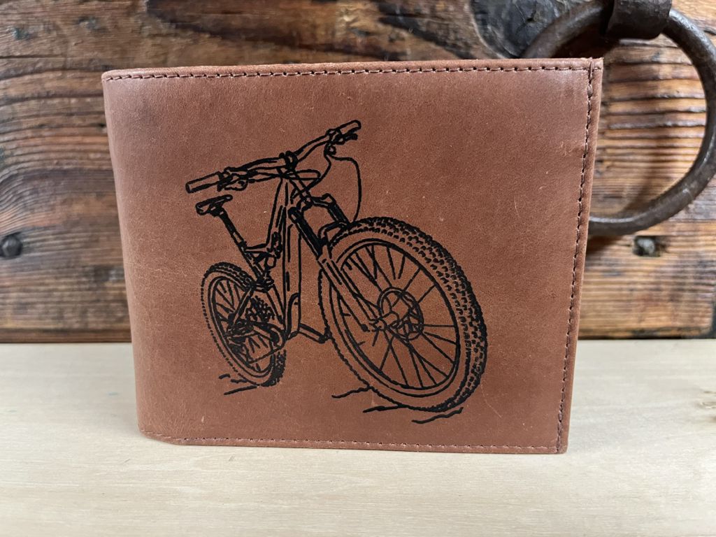 Portefeuille en cuir naturel avec décoration Bike