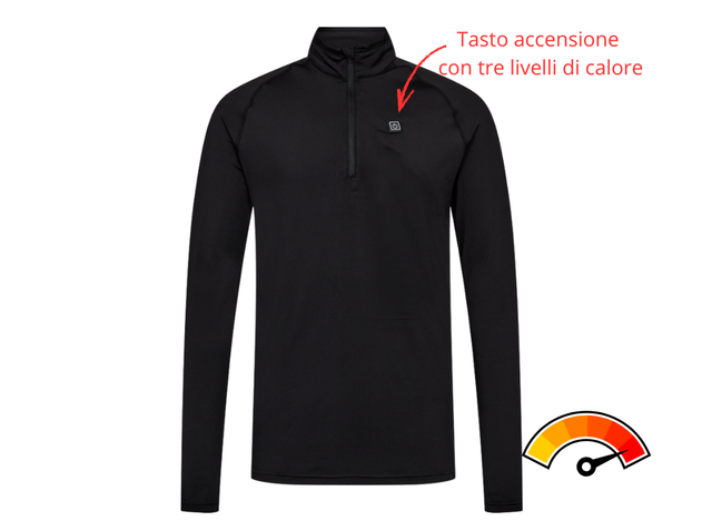 Maglia termica ENGEL Heat nera con zip, riscaldante, leggera e traspirante per comfort totale.