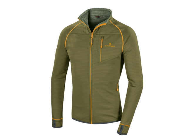 Giacca termica Kluane Jacket Man colore Light Forest, leggera, traspirante e con zip frontale, ideale per attività outdoor.