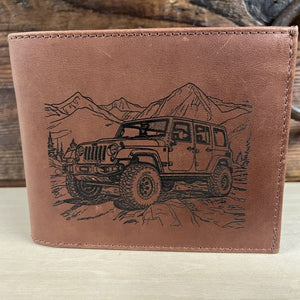 Portafoglio in pelle naturale con decoro JEEP