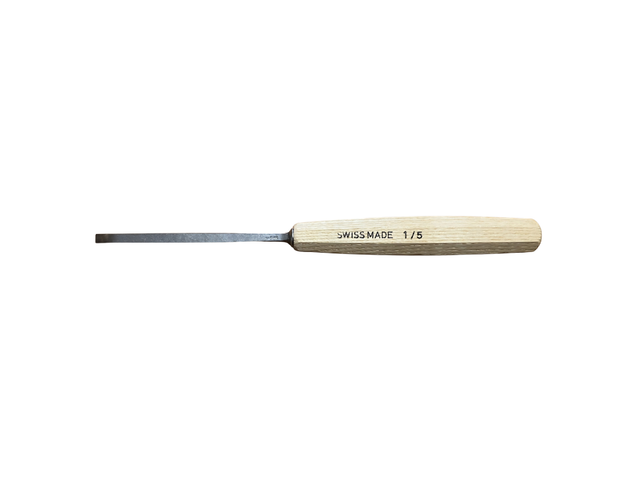 Pfeil scalpello 1/5 mm dritto per intaglio legno, doppio smusso, manico in legno oliato, Made in Switzerland