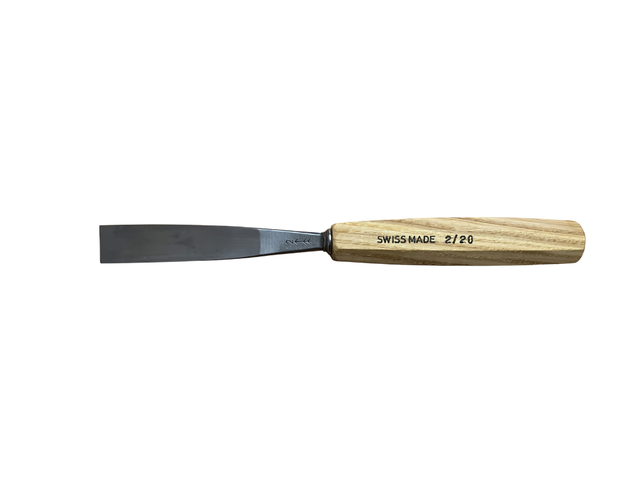 Pfeil sgorbia 2/20 mm curva per intaglio legno, manico in legno oliato, Made in Switzerland