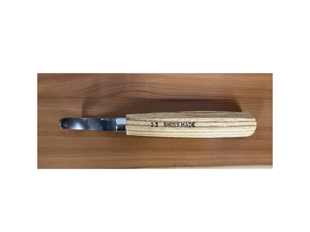Coltello da cucchiaio Pfeil 23 per scavare forme concave, affilatura sinistra per mano destra, acciaio svizzero