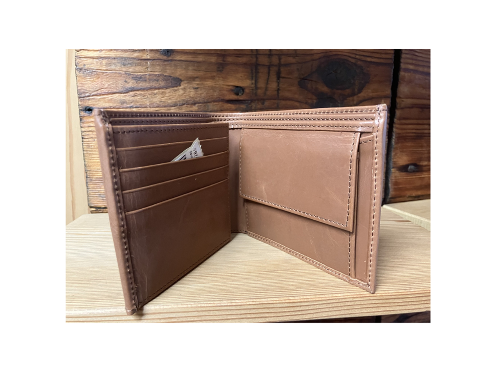 Portafoglio in pelle naturale con decoro Pecora