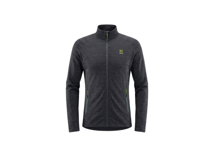 Karpos Pomedes Evo Full-Zip Fleece grigio con zip YKK anteriore e tasche laterali, pile leggero da montagna.