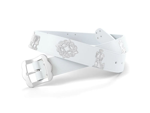 Cintura appenzellesi in cuoio bianco con decorazioni argentate