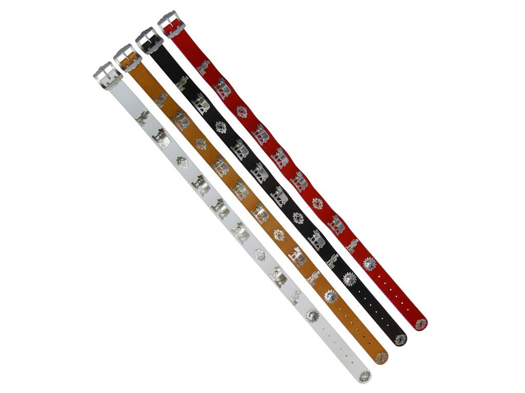 Ceinture Appenzeller en cuir de couleur naturelle avec décorations argentées